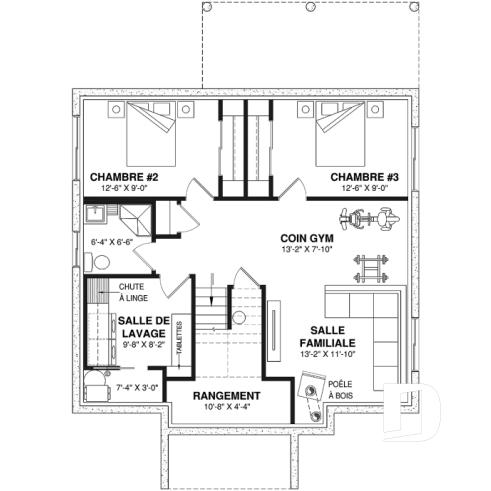 Sous-sol aménagé (Optionel $) - Maison split-level 1 à 3 chambres, superbe fenestration à l'arrière, sous-sol aménagé optionnel ($) - Newland