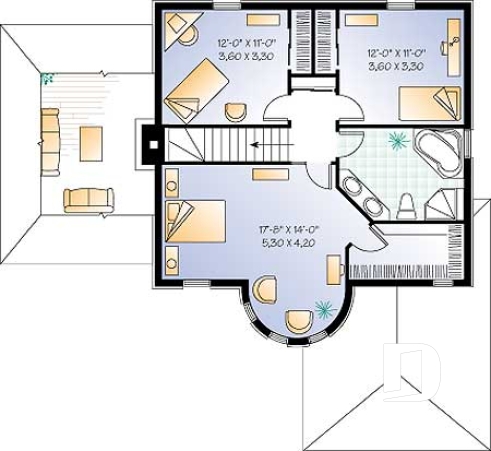 Étage - Plan de maison de style classique, 3 chambres, bureau à domicile, garage, buanderie au rdc., grand salon - Willingdon 2