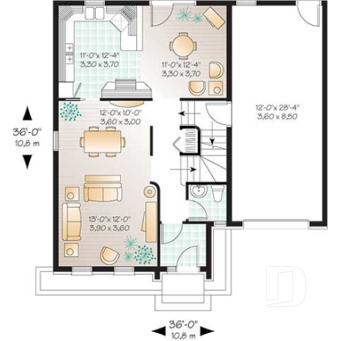 Rez-de-chaussée - Plan de maison à étage avec espace boni au-dessus du garage, 3 à 4 ch., maîtres avec grand walk-in - Tourrin