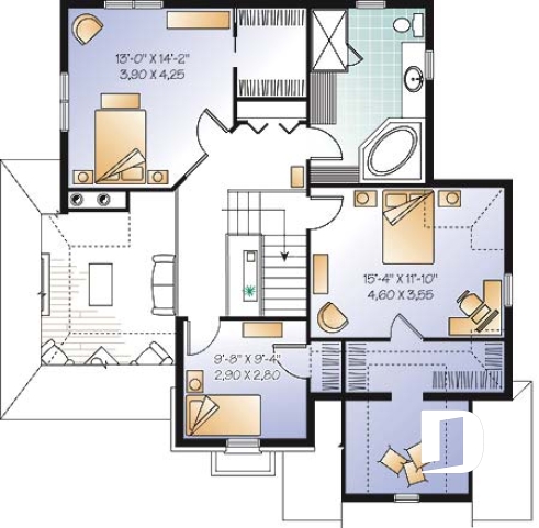 Étage - Maison champêtre offrant grande suite des maîtres, cuisine et salle à dîner à aire ouverte, foyer, mezzanine - La Française 3