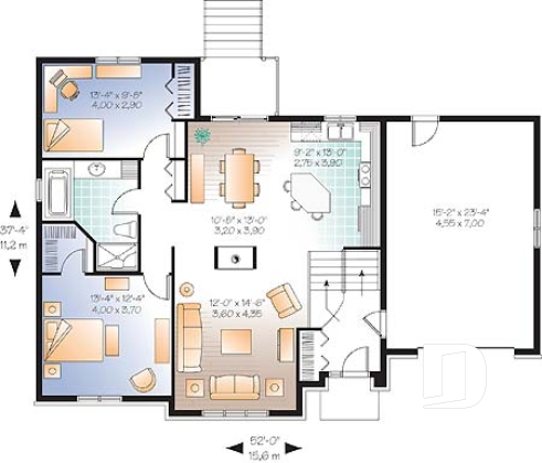 Rez-de-chaussée - Split-level champêtre, 2 à 4 chambres et 2 salons selon finition du sous-sol, foyer central, garage - Gauloise 2