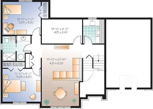 Sous-sol - Split-level champêtre, 2 à 4 chambres et 2 salons selon finition du sous-sol, foyer central, garage - Gauloise 2