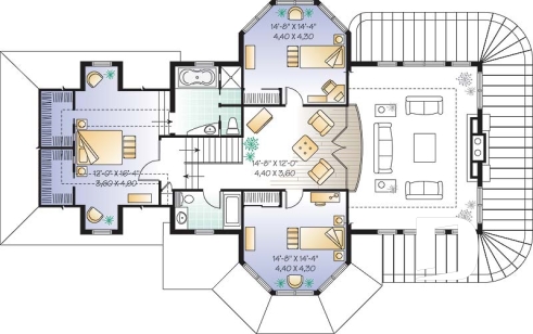 Étage - Modèle de Maison 3 grandes chambres, grande galerie couverte, 2 séjours, grande ch. maître - Medea