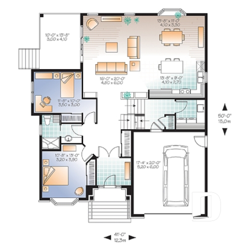 Rez-de-chaussée - Style européen, terrasse extérieur, 3 grandes chambres, garage - Lys 2