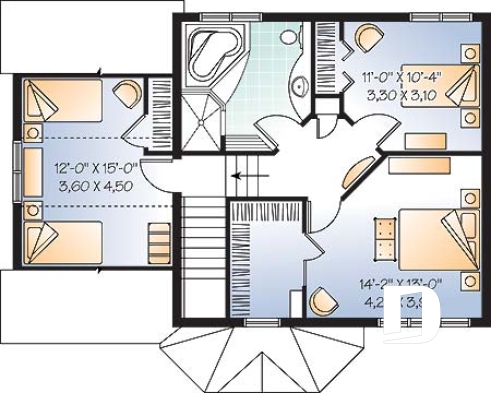 Étage - Plan de maison udgétaire, à étage, 3 grandes chambres, garage simple avec accès au sous-sol - Meslay