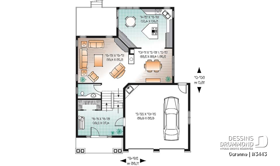 Rez-de-chaussée - Plan de maison 3 chambres, walk-in double dans la suite des maîtres, garage double - Garenne