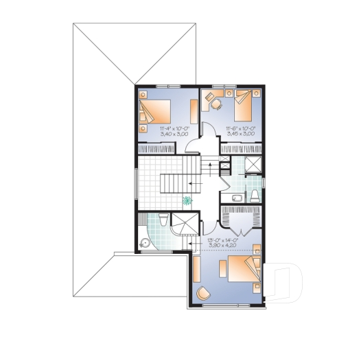 Étage - Plan modèle contemporain, 3 à 4 chambres, bureau, foyer, îlot à la cuisine, balcon arrière couvert, garage - Lindsay
