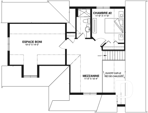 Étage - Chalet ou maison champêtre, 2 à 4 chambres, carport, mezzanine, cathédral, espace boni à aménager - Celeste 2