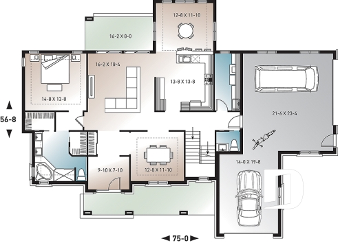 Rez-de-chaussée - Plan de maison américaine 4 chambres, garage triple, salle à manger formel, coin déjeuner, grand salon - Montrose