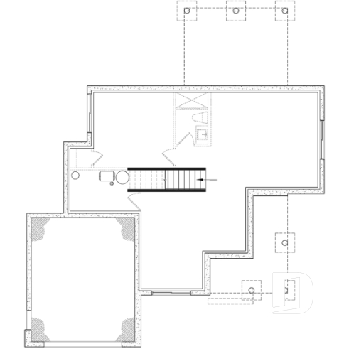 Sous-sol aménageable - Plan maison farmhouse, 3 chambres, garage, bureau, grande terrasse abritée, vestiaire, garde-manger - Sunny Haven