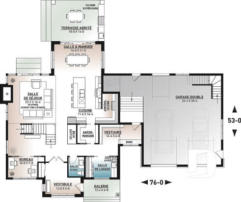 Rez-de-chaussée - Plan de maison Farmhouse Moderne conçue pour Alicia Moffet, chanteuse canadienne populaire! - Alicia