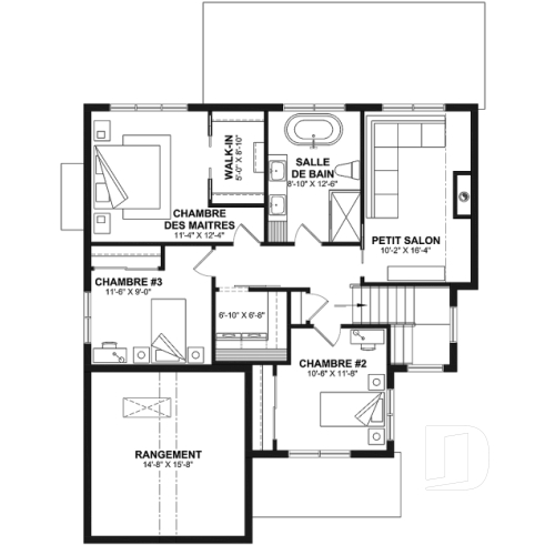 Étage - Farmhouse 3 chambres avec garage, vestiaire, garde-manger et bureau - Léo