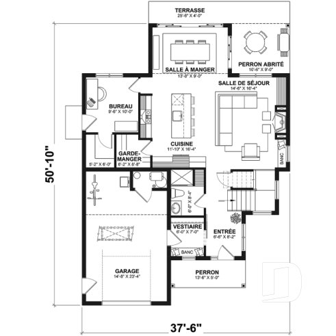 Rez-de-chaussée - Farmhouse 3 chambres avec garage, vestiaire, garde-manger et bureau - Léo