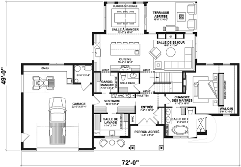 Rez-de-chaussée - Plan de maison d'inspiration campagne française, fabuleuse suite parentale au RDC - Birchview