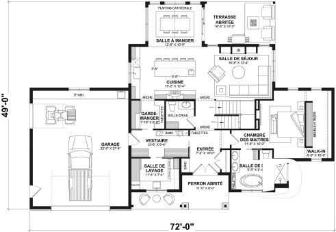 Rez-de-chaussée (Optionel $) - Plan de maison d'inspiration campagne française, fabuleuse suite parentale au RDC - Birchview