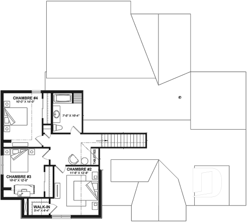 Étage - Plan de maison classique à étage, 4 + chambres, garage double et sous-sol optionnel - Gable House 2