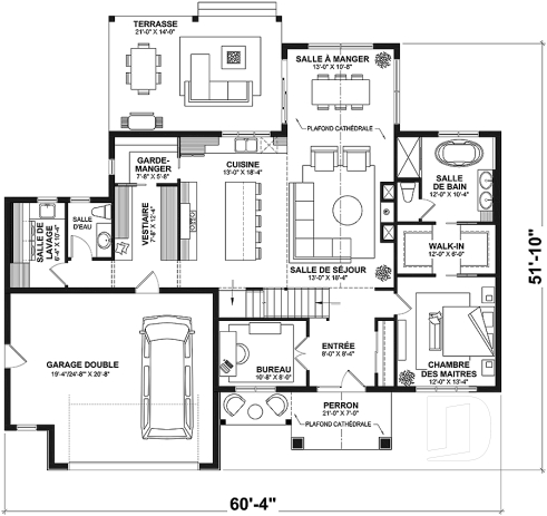 Rez-de-chaussée - Plan de maison classique à étage, 4 + chambres, garage double et sous-sol optionnel - Gable House 2