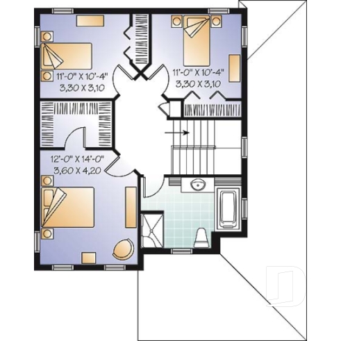 Étage - Modèle de maison à 2 étages, style champêtre, beau balcon, foyer, bureau à domicile, 3 chambres - Cayenne 2