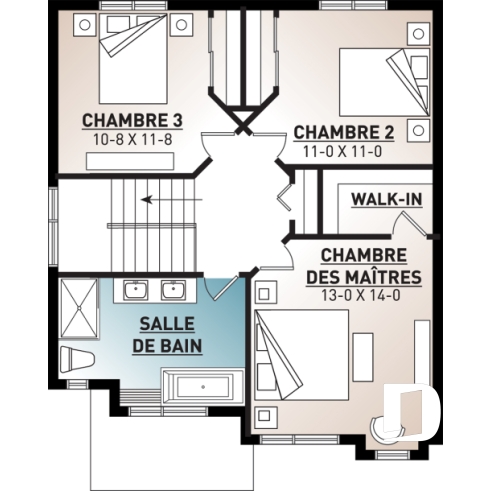 Étage - Modèle contemporain 3 chambres, plafond 9 pi. au rdc., coin déjeuner, grande salle de bain à l'étage - Captiva