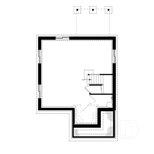 Sous-sol - Maison style moderne rustique tendance, plancher à aire ouverte, 3 chambres, grande salle de bain, buanderie - Kinkade