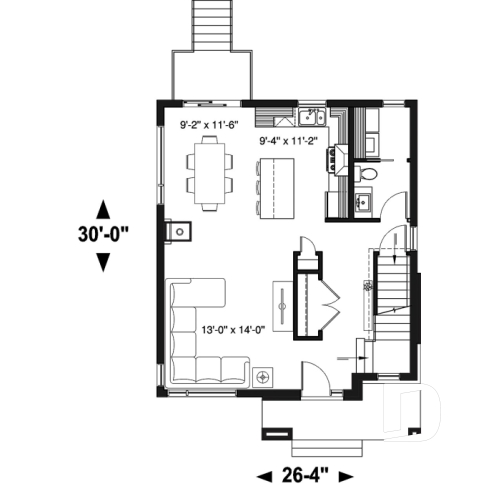 Rez-de-chaussée - Plan à étage de style moderne, 3 chambres, walk-in, foyer, buanderie, îlot et garde-manger - Lévis