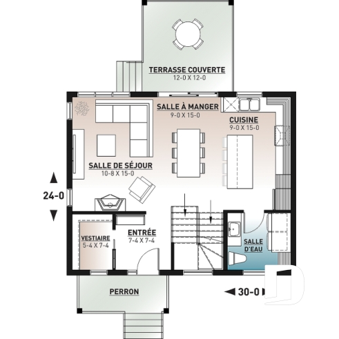 Rez-de-chaussée - Maison contemporaine très économique de 2 étages, 3 chambres, vestiaire, superbe cuisine à aire ouverte - Milot