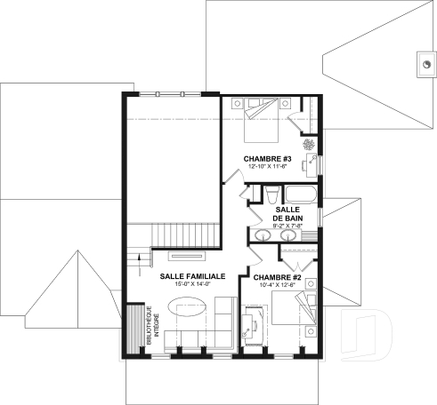 Étage - Plan de maison cottage lumineux avec 3 chambres, plafond 18'4" et sous-sol évolutif - Elliot