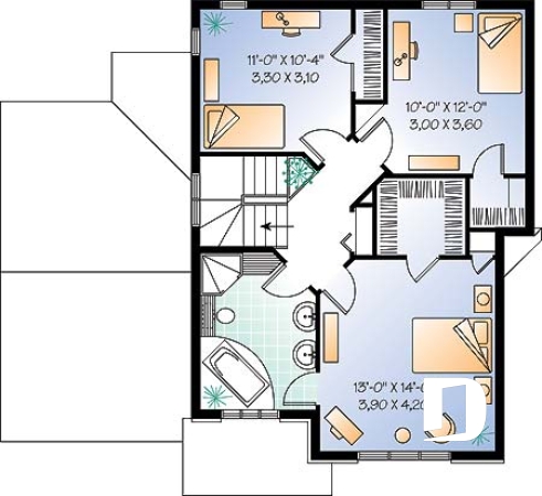 Étage - Maison d'inspiration anglaise, 3 chambres, buanderie au r-d-c, suite des maîtres, garage - Anne