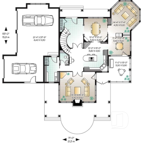 Rez-de-chaussée - Plan de style champêtre, 4 chambres, coin buanderie au r-d-c, garage triple, 2 foyers, superbe suite parents - Moretti