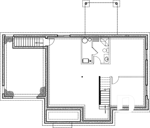 Sous-sol - Magnifique plan de maison farmhouse champêtre 3 chambres, garage, bureau, vestiaire, garde-manger - Nikolas 4