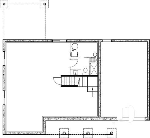 Sous-sol - Plan de maison Farmhouse à étage, 3 chambres + bureau, garage simple, grande cuisine avec garde-manger - Oakville 2