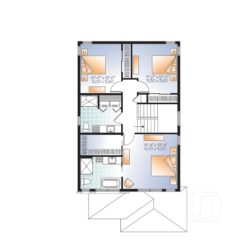 Étage - Plan maison moderne avec garage, 3 chambres, grande chambre des parents, buanderie à l'étage - Amira 2