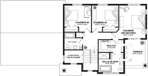 Étage - Farmhouse moderne avec garage double, balcon à la chambre des parents, 4 chambres  - Liana 2