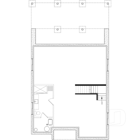 Sous-sol - Plan contemporain 3 chambres, îlot & garde-manger, buanderie, chute linge, vestibule fermé, bureau à domicile - Essex 3