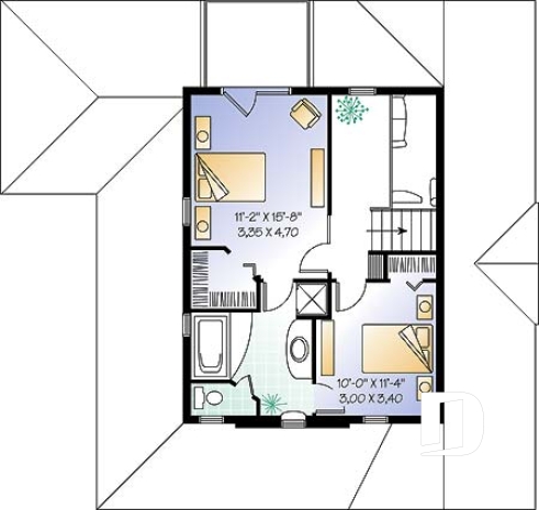 Étage option 1 - Cottage populaire offrant 2 à 3 chambres, bureau, plafond cathédrale & garage - Biguerny 2