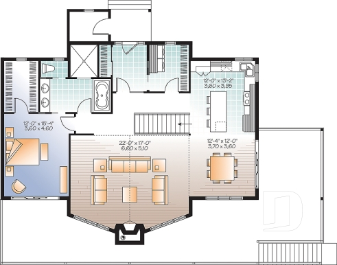 Rez-de-chaussée - Plan de maison bord de l'eau, 5 chambres, superbe cuisine, salle à manger et salon, 2 foyer, 2 salons - Lakeshore
