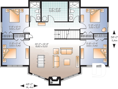 Sous-sol - Plan de maison bord de l'eau, 5 chambres, superbe cuisine, salle à manger et salon, 2 foyer, 2 salons - Lakeshore