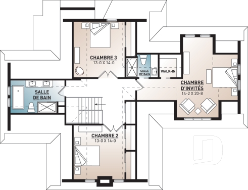 Étage - Plan de Chalet rustique 4 chambres, 3 salles de bain, avec vue panoramique et garage double - Bonavista