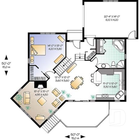 Rez-de-chaussée - Bungalow style chalet, grande galerie, foyer au gaz, fenestration abondante, un seule chambre au rdc.  - Verseau