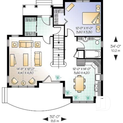 Rez-de-chaussée - Plan de maison style Tudor, 3 chambres, plafond cathédral, mezzanine, superbe luminosité - Gothic