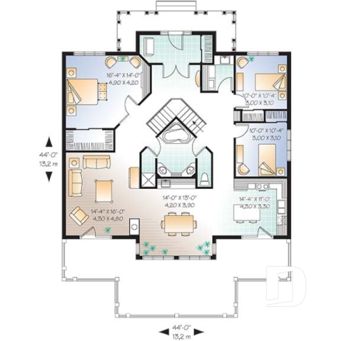 Rez-de-chaussée - Maison genre chalet, belle vue panoramique, 3 chambres, plafond 9', foyer mitoyen - Moble