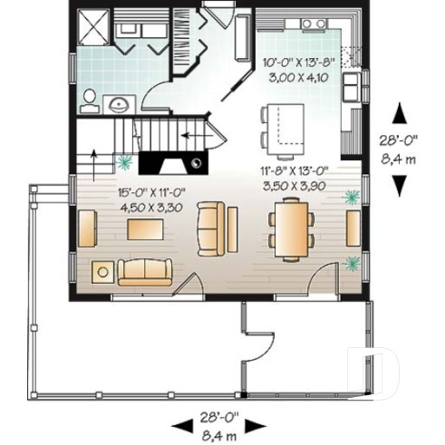 Rez-de-chaussée - Chalet bord de lac, 3 chambres, balcon abri-moustiquaire, espace ouvert & foyer, 2.5 salles de bain, buanderie - Analie 2 
