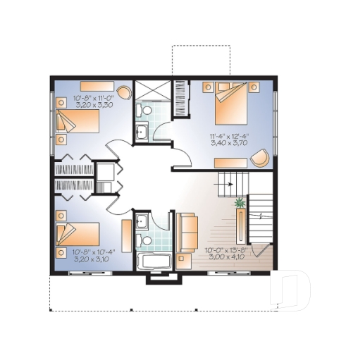 Sous-sol - Plan de chalet de ski moderne rustique – 3 chambres, vue panoramique et foyer central - Dahilia