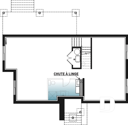 Sous-sol - Plan de maison moderne cubique 4 chambres, plafond à 9' au rez-de-chaussée, aire ouverte, vestiaire - Magnolia 3