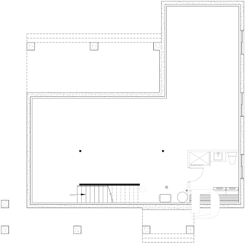 Sous-sol aménageable - Plan de maison Farmhouse Moderne, plafond cathédrale poutres de bois, cuisine extérieure abritée, foyer - Olympe