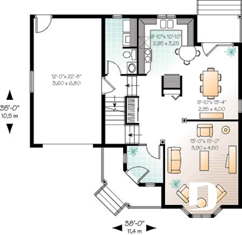 Rez-de-chaussée - Cottage champêtre offrant 3 chambres, fenêstration abondante et garage - Sadoques