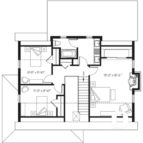 Étage - Maison de campagne, 3 chambres, grand îlot, garde-manger, foyer, cuisine extérieure sur terrasse abritée - Beauséjour 3