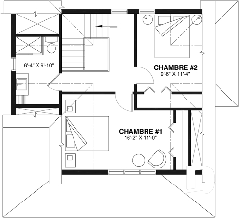 Étage - Cottage champêtre de 2 chambres avec galerie arbitrée sur 2 façades - Napoléon 3