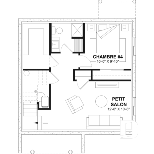 Sous-sol aménagé (Optionel $) - Plan de maison 2 étages abordable, 3 à 4 chambres, fenestration abondante, sous-sol aménagé optionnel ($) - Ashland 2
