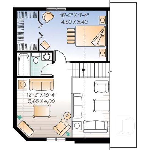 Étage - Maison champêtre avec 2 ou 3 chambres, belle luminosité et grande terrasse abritée - Joice 3